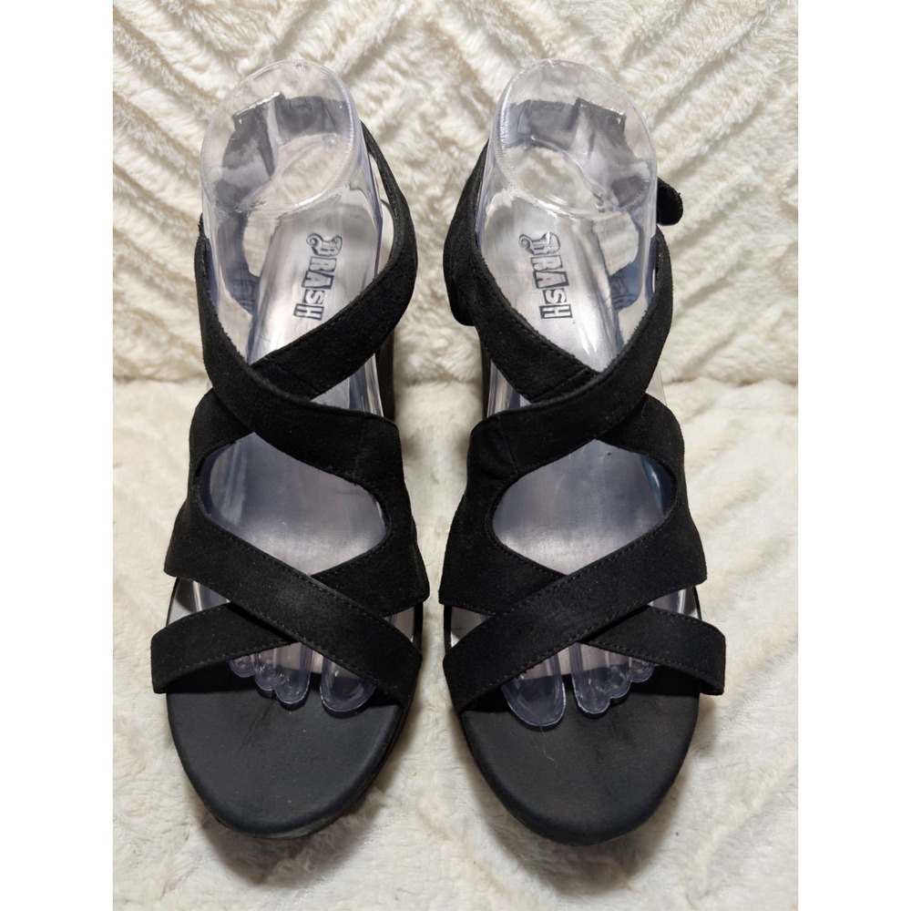 T2 Brash black faux suede wedge shoes size 10